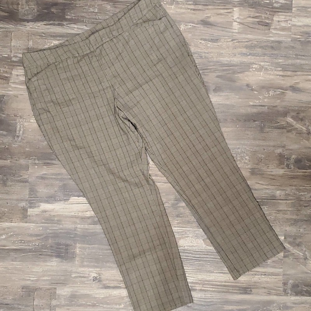 CJ Banks Tan Plaid Pull On  Dress Slacks Trousers Size 20